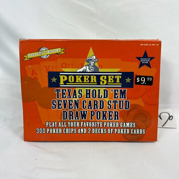 Dealers Choice Poker Set Texas Hold Em Card Game 300 Chips 2 Decks 2004 Vintage - Picture 1 of 7